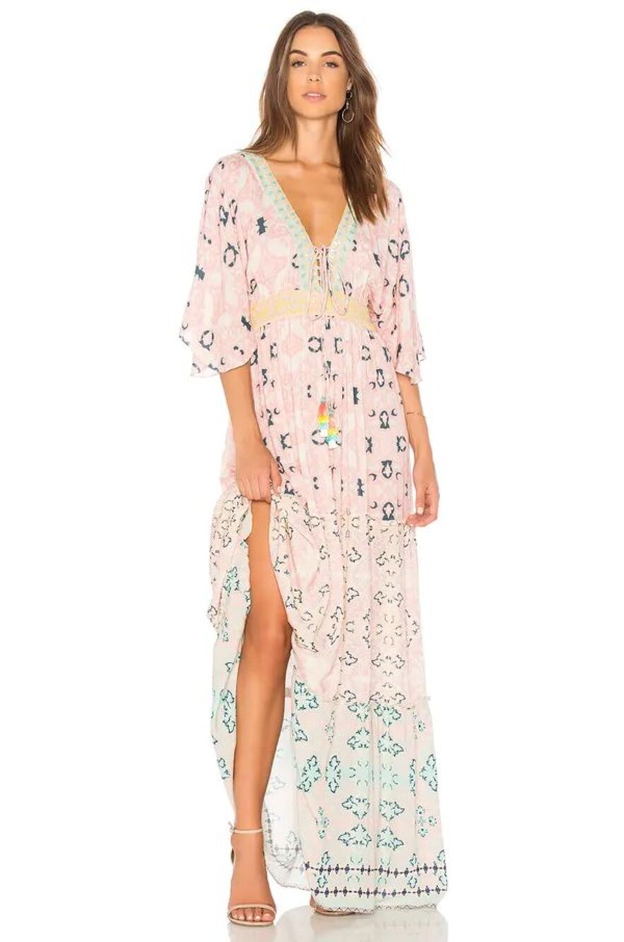 Hemant & Nandita Maxi dress size Small V Neck Sequin Trim